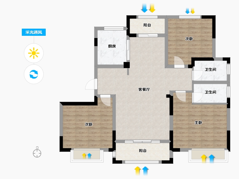 江苏省-苏州市-南湖苑-100.00-户型库-采光通风