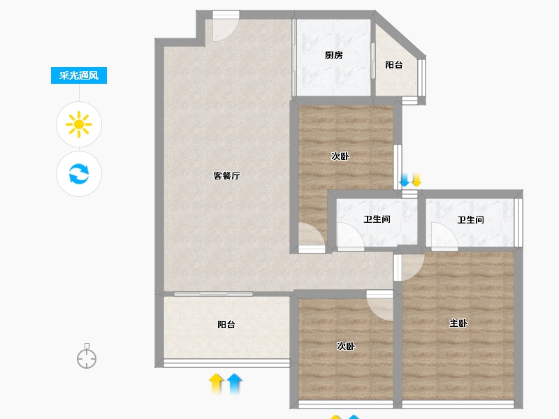 广东省-深圳市-英郡年华(三期商住楼)-84.00-户型库-采光通风