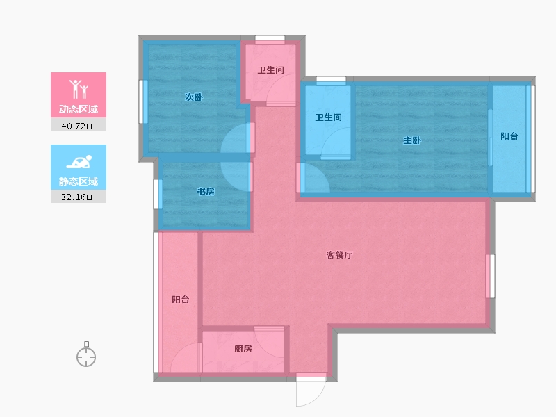 广东省-深圳市-新龙岗花园-64.11-户型库-动静分区