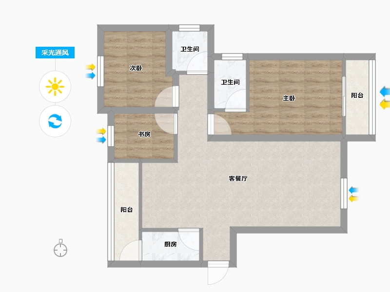 广东省-深圳市-新龙岗花园-64.11-户型库-采光通风