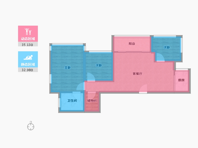 广东省-深圳市-莱蒙水榭春天五期-59.85-户型库-动静分区