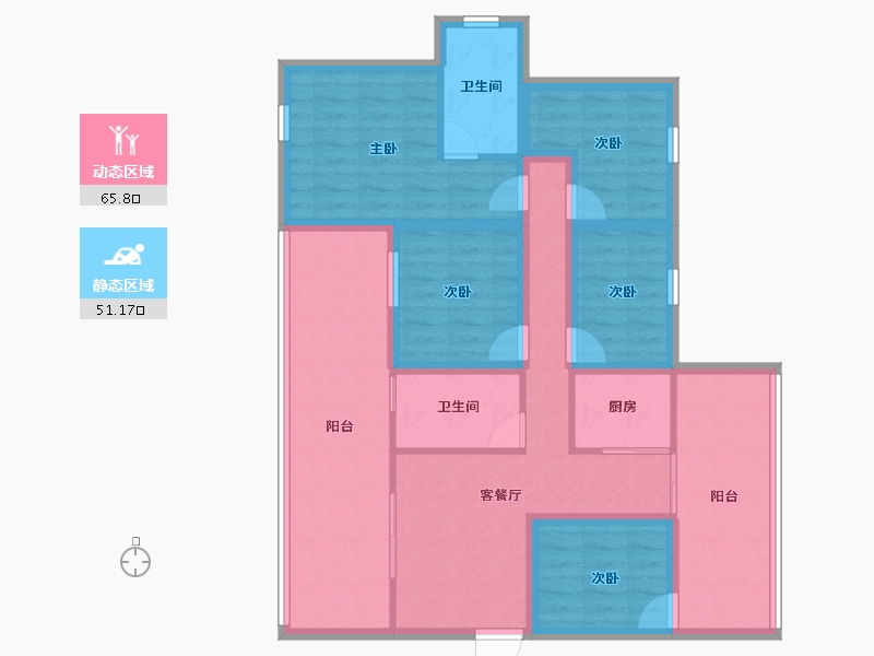 黑龙江省-鹤岗市-绿海湾-102.63-户型库-动静分区