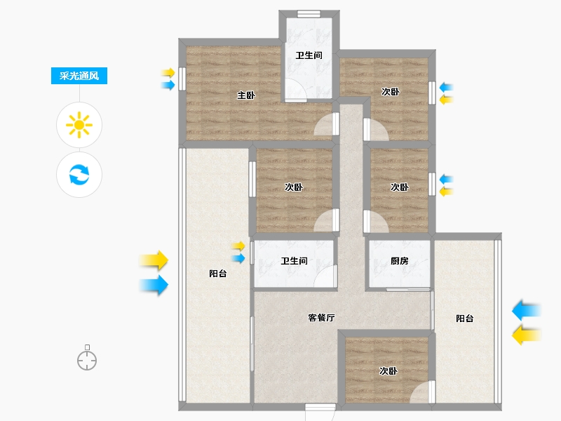 黑龙江省-鹤岗市-绿海湾-102.63-户型库-采光通风