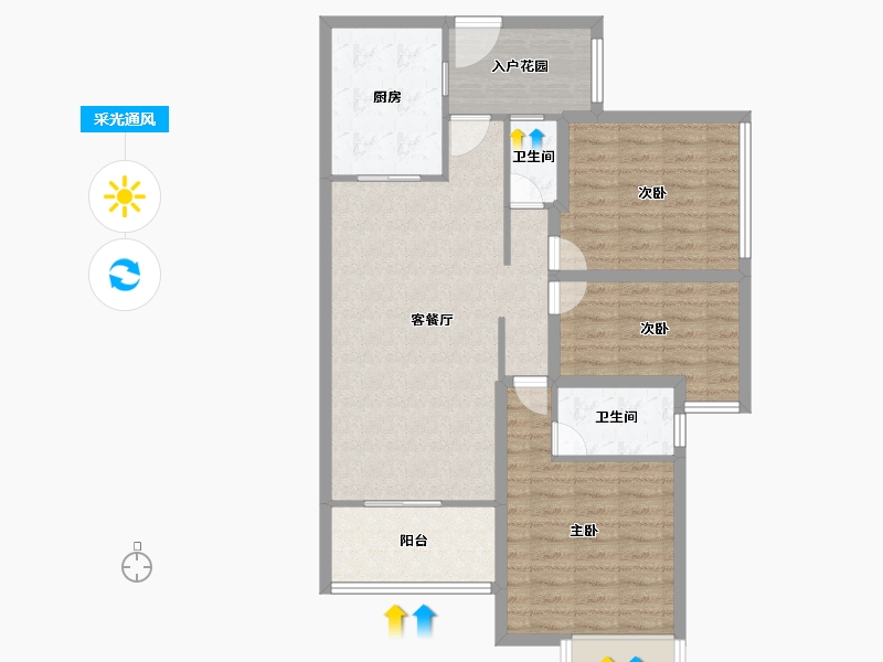 黑龙江省-鹤岗市-海湾小区-92.82-户型库-采光通风