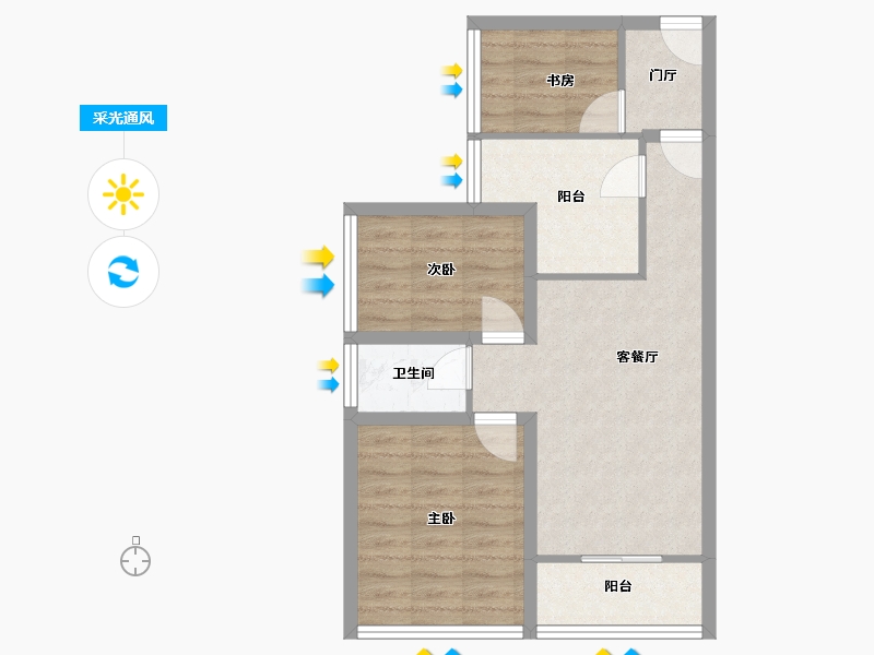 广东省-深圳市-万科翰邻城-61.92-户型库-采光通风