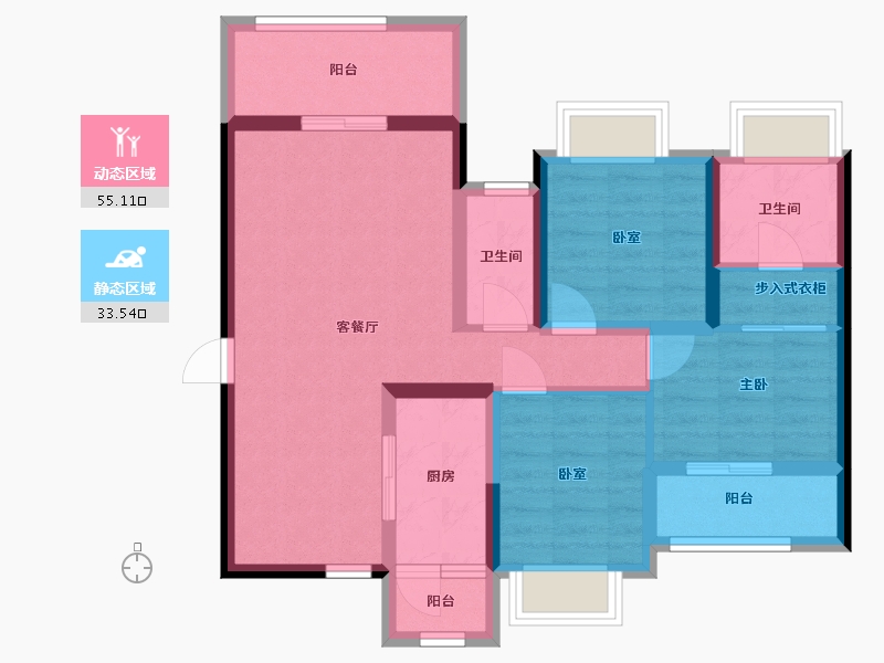 广东省-深圳市-新世界松风明月住宅-77.54-户型库-动静分区