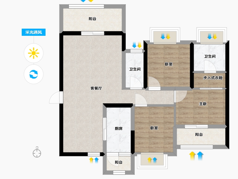 广东省-深圳市-新世界松风明月住宅-77.54-户型库-采光通风