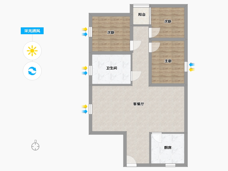 广东省-深圳市-凤凰花苑-76.52-户型库-采光通风