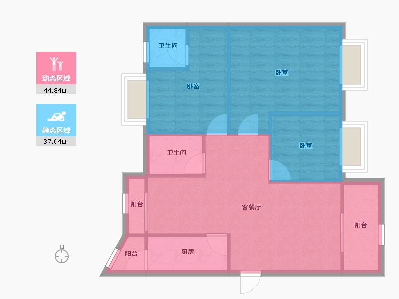 广东省-深圳市-阳光带海滨城(二期)-74.15-户型库-动静分区