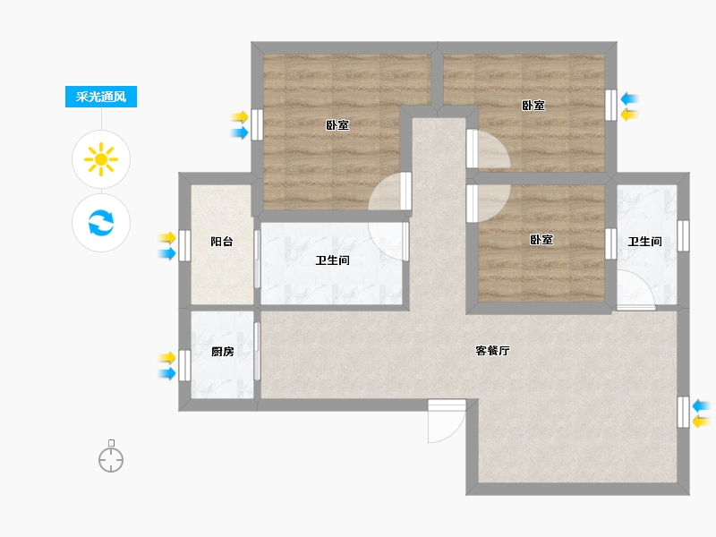 广东省-深圳市-雅涛花园-65.19-户型库-采光通风