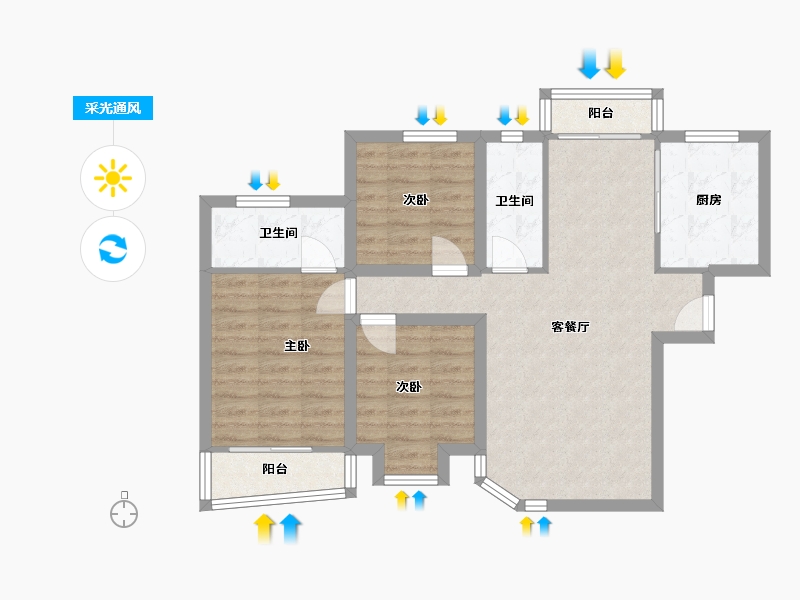 广东省-深圳市-桃源居12区（桃源居）-76.73-户型库-采光通风