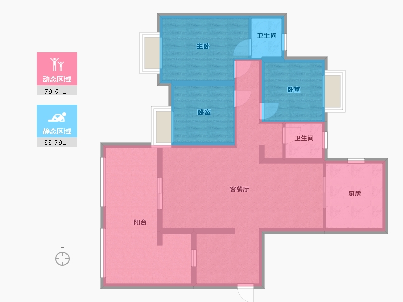 贵州省-黔南布依族苗族自治州-幸福城B区-93.88-户型库-动静分区