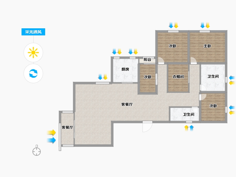 黑龙江省-鹤岗市-伍兹公寓-142.72-户型库-采光通风