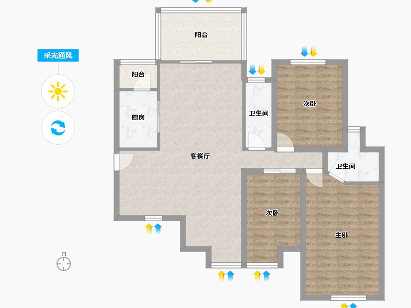 广东省-深圳市-海怡东方花园-102.68-户型库-采光通风