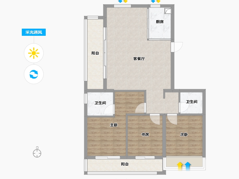 浙江省-嘉兴市-世和万大地云之湾-92.00-户型库-采光通风