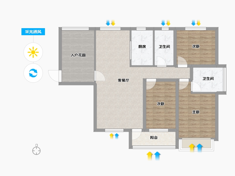 广东省-深圳市-壹克拉-93.05-户型库-采光通风