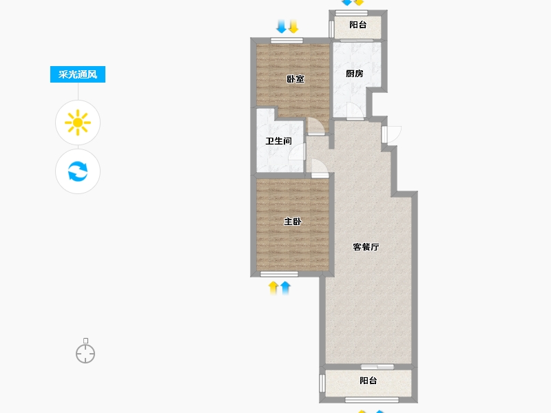 北京-北京市-宝盛里芳清园小区-89.60-户型库-采光通风