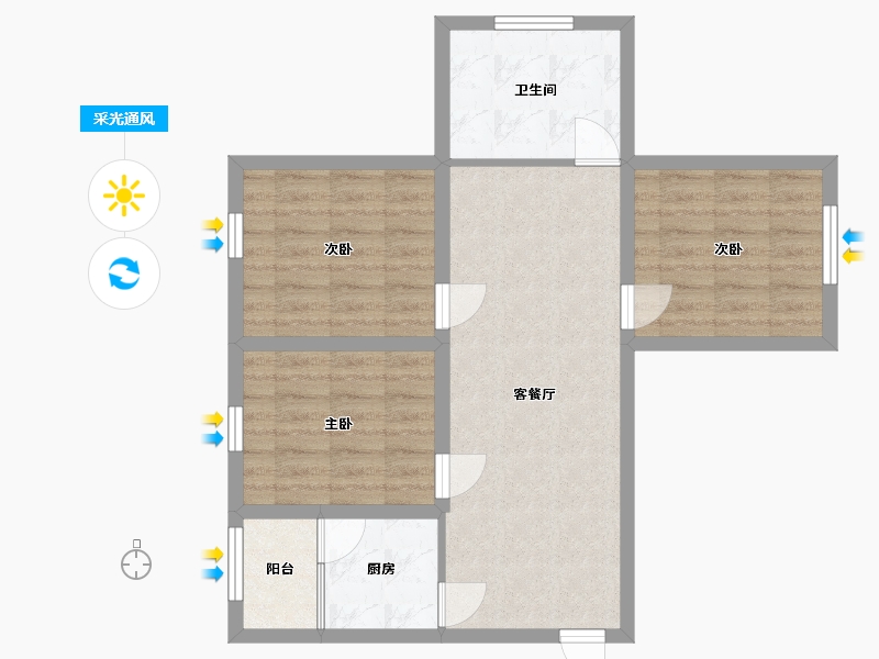 广东省-深圳市-深南花园-69.00-户型库-采光通风