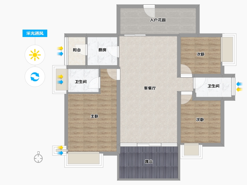 广东省-深圳市-碧海富通城一期-95.17-户型库-采光通风