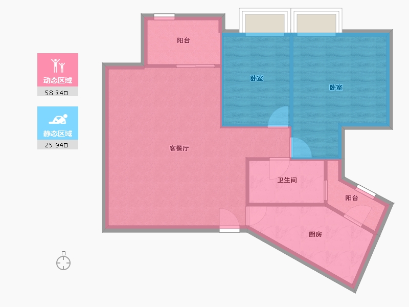 广东省-深圳市-阳光带海滨城(二期)-76.85-户型库-动静分区