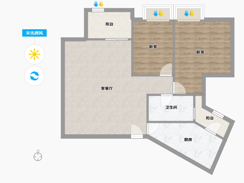 广东省-深圳市-阳光带海滨城(二期)-76.85-户型库-采光通风