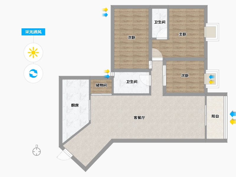 广东省-深圳市-星海名城(三期)-82.39-户型库-采光通风