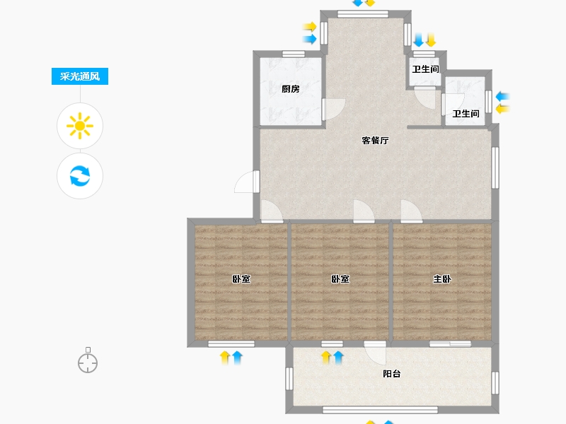 江苏省-盐城市-凌桥小区-101.60-户型库-采光通风