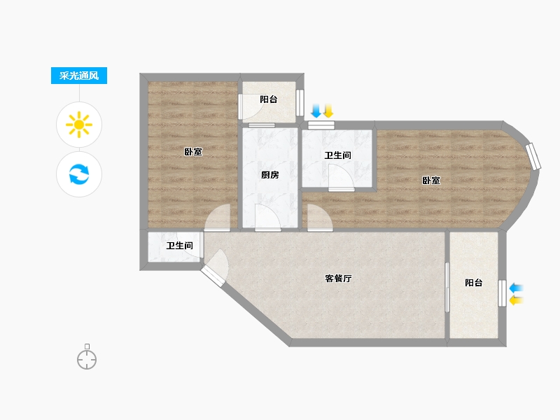 广东省-深圳市-东方花园-65.80-户型库-采光通风