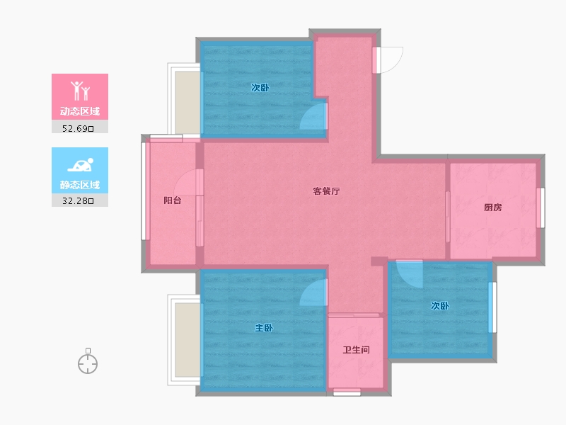 山东省-烟台市-万科城博文里-76.00-户型库-动静分区