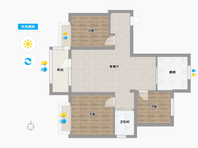 山东省-烟台市-万科城博文里-76.00-户型库-采光通风