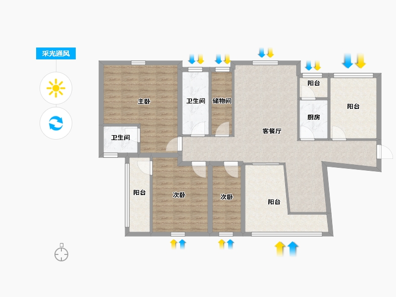 广东省-深圳市-碧海富通城三期-113.53-户型库-采光通风