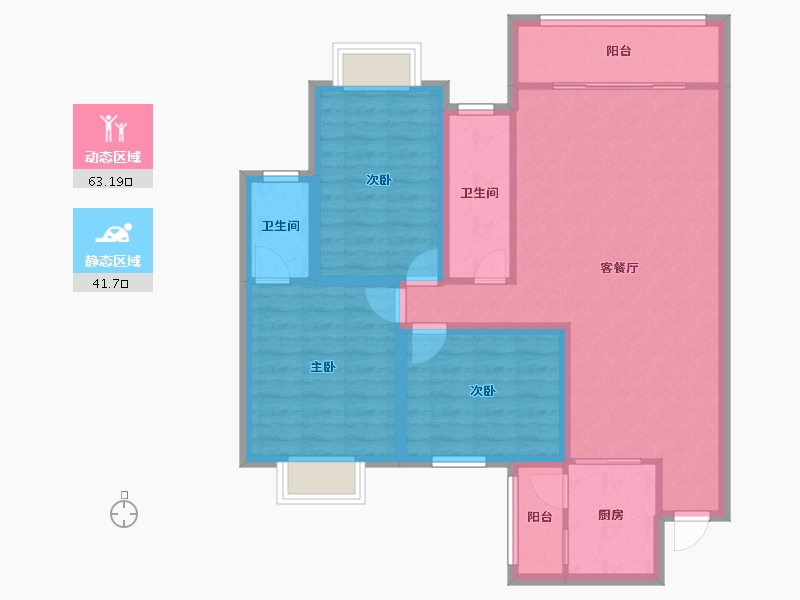 广东省-深圳市-金叶茗苑-93.95-户型库-动静分区