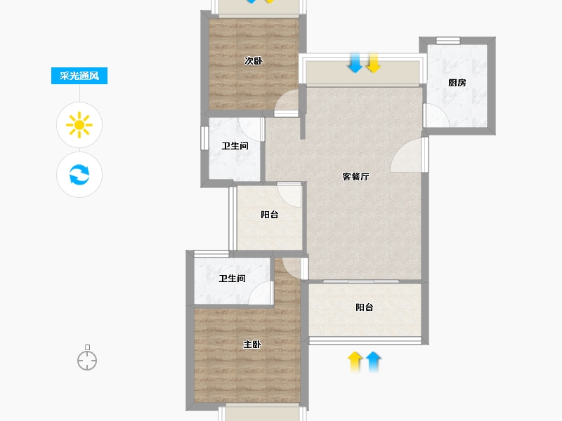 黑龙江省-鹤岗市-深物业前海港湾花园-71.21-户型库-采光通风