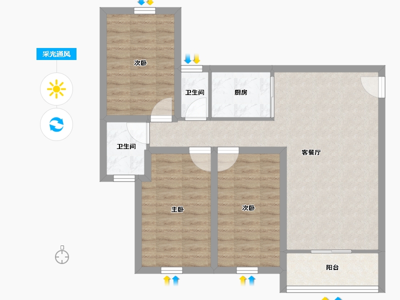 广东省-深圳市-中海怡美山庄-71.30-户型库-采光通风