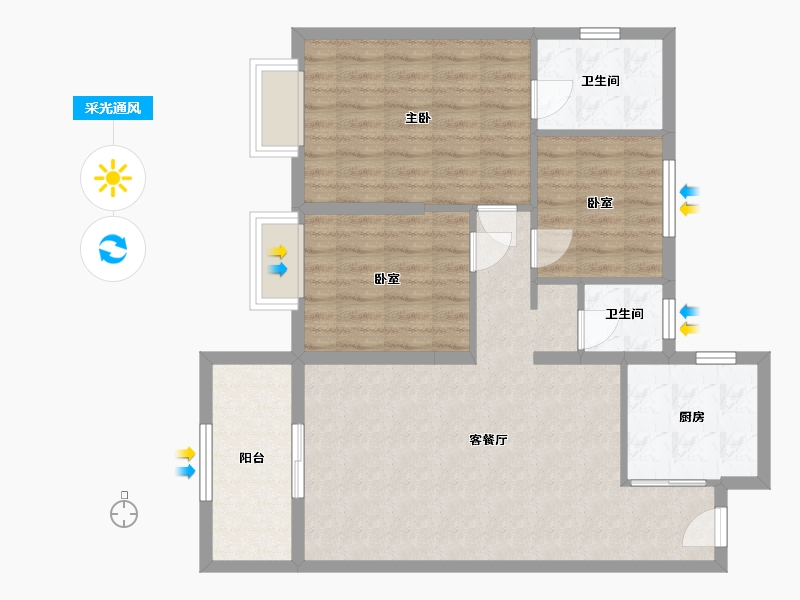 湖北省-随州市-御景天城住宅小区-94.00-户型库-采光通风