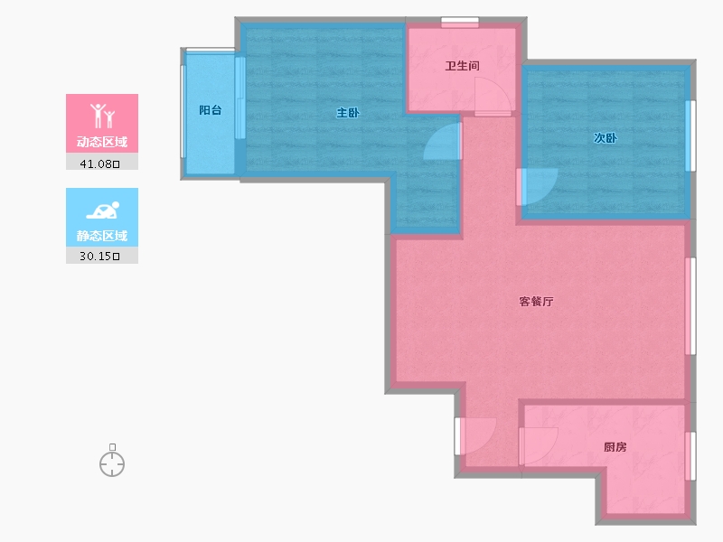 河北省-唐山市-富泰庄园小区-74.63-户型库-动静分区