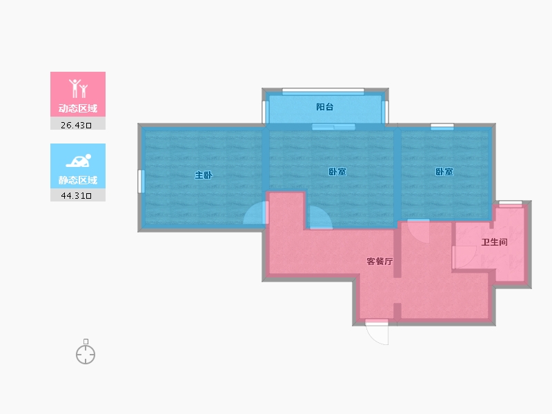 北京-北京市-光熙门北里-63.59-户型库-动静分区