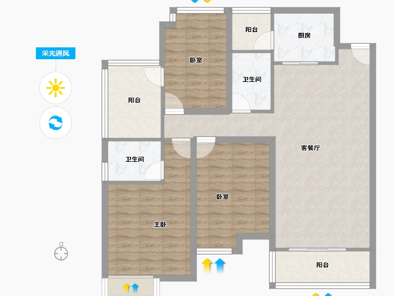 广东省-深圳市-华侨城四海云亭-102.50-户型库-采光通风