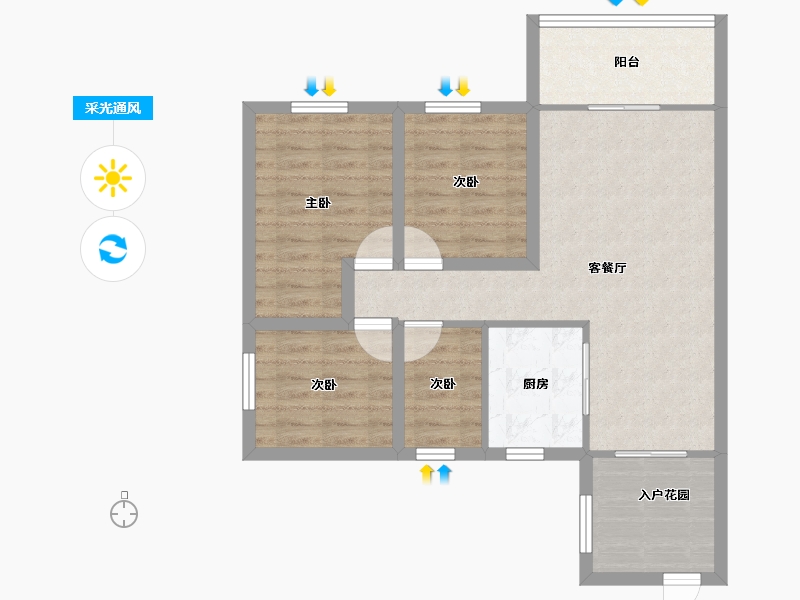 广东省-深圳市-名居绿海名居-75.38-户型库-采光通风