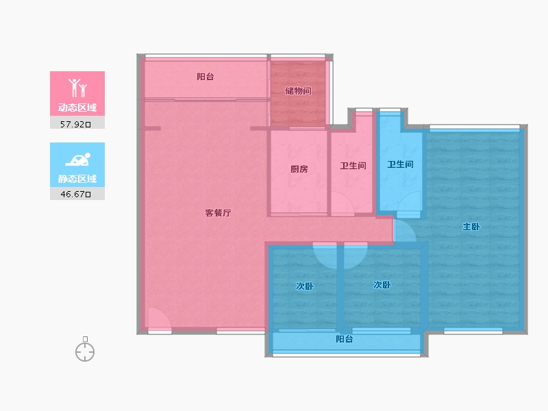 广东省-深圳市-锦绣东方（B区）-93.42-户型库-动静分区