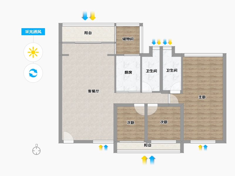 广东省-深圳市-锦绣东方（B区）-93.42-户型库-采光通风