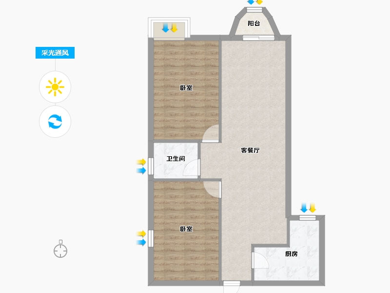 广东省-深圳市-侨城豪苑(二期)-76.30-户型库-采光通风