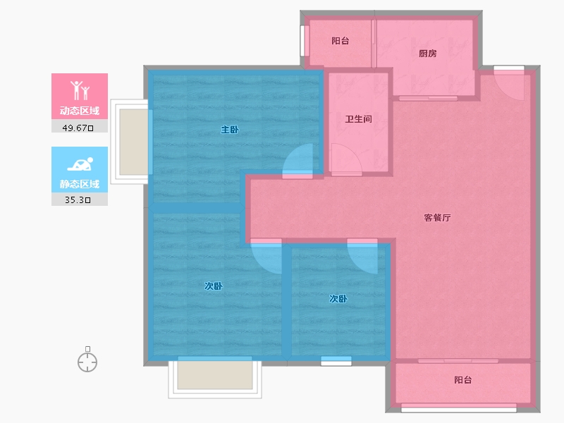 广东省-深圳市-碧海新苑-75.64-户型库-动静分区