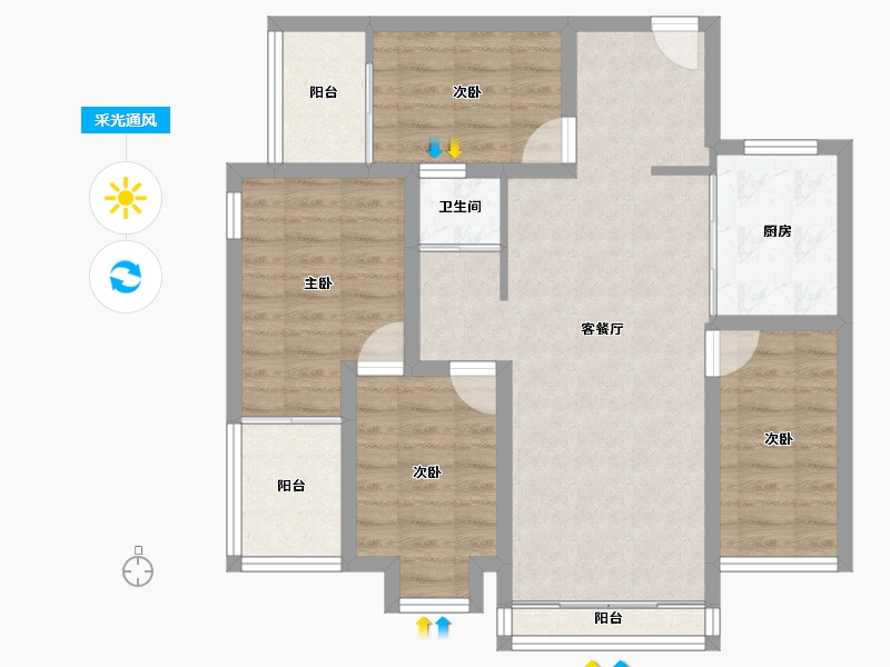 广东省-深圳市-南光城市花园-84.23-户型库-采光通风