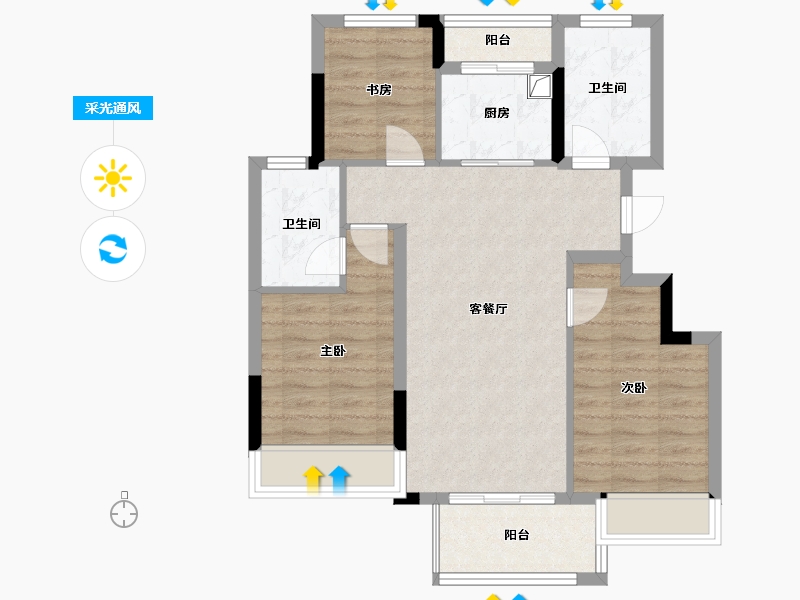 浙江省-杭州市-滨江半岛印象-71.92-户型库-采光通风