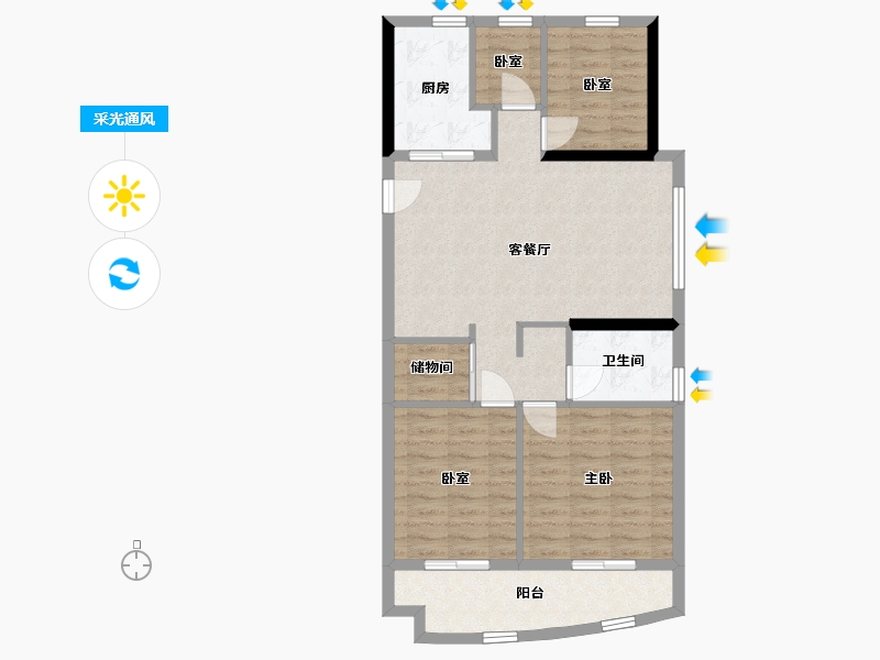 浙江省-温州市-娄嘉景园-88.00-户型库-采光通风