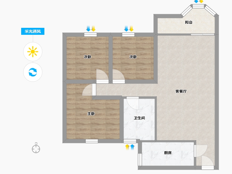 广东省-深圳市-常兴路2号小区-70.81-户型库-采光通风