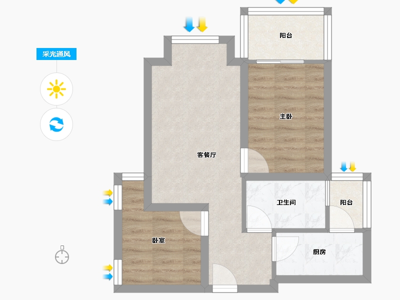 广东省-深圳市-鼎太风华(七期)-46.58-户型库-采光通风