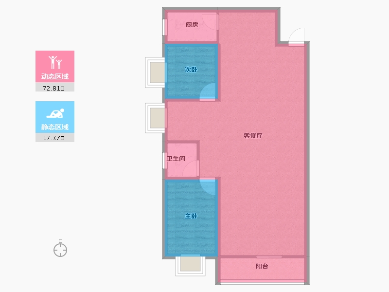 广东省-深圳市-西丽蓝天-81.78-户型库-动静分区