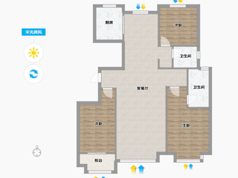 河北省-石家庄市-中景香颂-109.60-户型库-采光通风